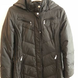 Michael Koralea Black Puffy Midi Coat